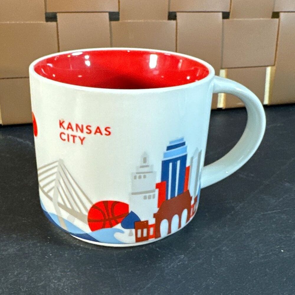 Starbucks You Are Here Kansas City 14 fl oz Ceramic Mug White/Red Interior